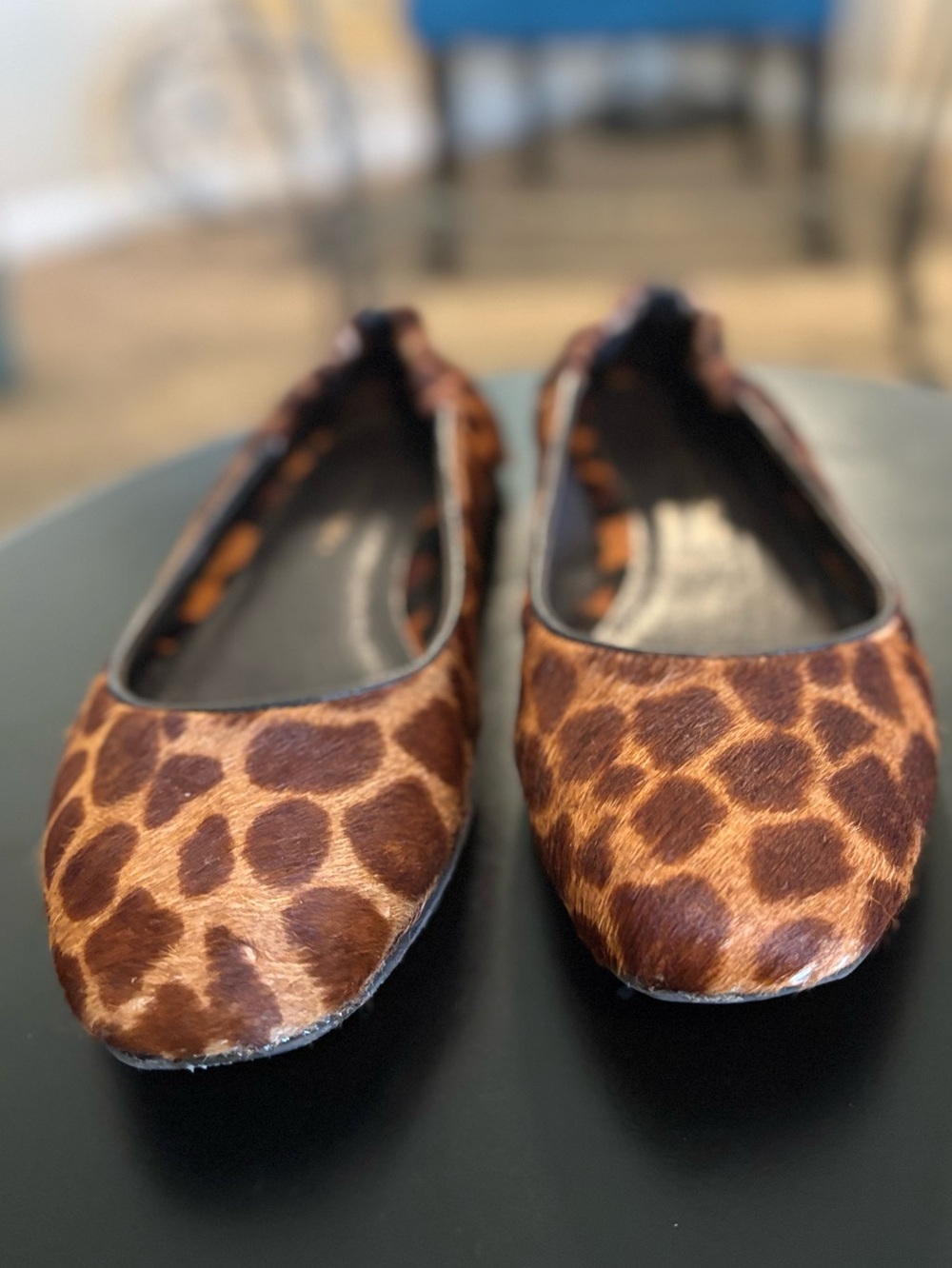 Donald J Pliner Giraffe Print Calf Hair Ballet Flats